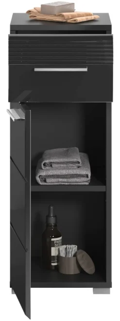 Badhochschrank LINUS schwarz schwarz Hochglanz B/H/T: ca. 30x80x31 cm