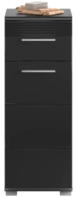 Badhochschrank LINUS schwarz schwarz Hochglanz B/H/T: ca. 30x80x31 cm