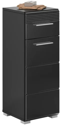 Badhochschrank LINUS schwarz schwarz Hochglanz B/H/T: ca. 30x80x31 cm