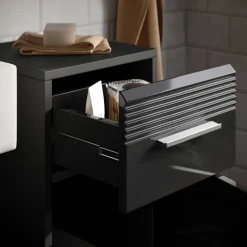 Badhochschrank LINUS schwarz schwarz Hochglanz B/H/T: ca. 30x80x31 cm