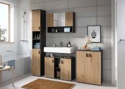 Badhochschrank Mone Basalt Nachbildung Artisan Oak Nachbildung B/H/T: ca. 60x81x30 cm