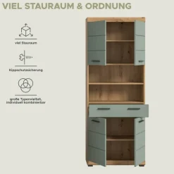Badhochschrank Scout Eiche Artisan Nachbildung salbei Nachbildung B/H/T: ca. 74x191x31 cm