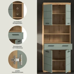 Badhochschrank Scout Eiche Artisan Nachbildung salbei Nachbildung B/H/T: ca. 74x191x31 cm