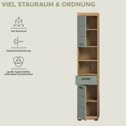 Badhochschrank Scout Eiche Artisan Nachbildung salbei Nachbildung B/H/T: ca. 37x191x31 cm