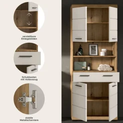 Badhochschrank Scout Evoke Oak Nachbildung Kaschmirgrau Nachbildung B/H/T: ca. 74x191x31 cm