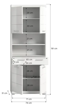 Badhochschrank Scout weiß weiß Hochglanz B/H/T: ca. 74x191x31 cm