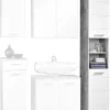Badhochschrank Stockholm Beton Optik weiß Hochglanz B/H/T: ca. 35x191x35 cm