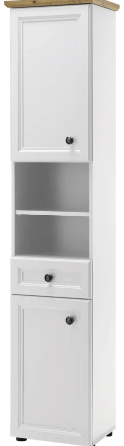 Badhochschrank Toskana weiß Eiche Artisan Nachbildung B/H/T: ca. 41x191x32 cm