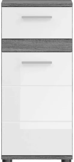 Badkommode BLAKE Rauchsilber Nachbildung weiß Hochglanz B/H/T: ca. 35x79x31 cm