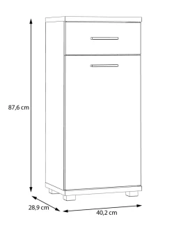 Badkommode Eiche Artisan Nachbildung salbei B/H/T: ca. 40x88x29 cm