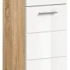 Badkommode LAMBADA Eiche Sonoma hell Nachbildung weiß Hochglanz B/H/T: ca. 37x88x31 cm