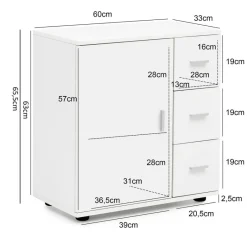 Badkommode weiß B/H/T: ca. 33x66x60 cm