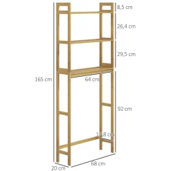 Badregal natur Bambus B/H/L: ca. 20x68x165 cm