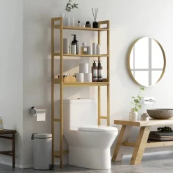 Badregal natur Bambus B/H/L: ca. 20x68x165 cm