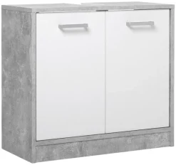 Bad-Set Madeira Beton Optik weiß B/H/T: ca. 123x76,5x28 cm