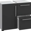 Badunterschrank Flandu weiß schwarz B/H/T: ca. 60x51x30 cm