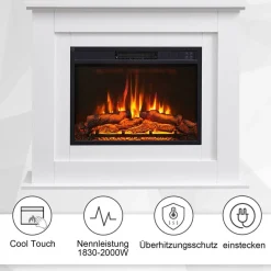 Balderia Elektrischer-Kamin EF447A-MT447A-W weiß B/H/T: ca. 100x82x25 cm