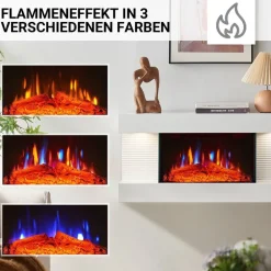 Balderia Elektrischer-Kamin weiß Metall B/H/T: ca. 82x41,8x21,6 cm