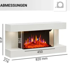 Balderia Elektrischer-Kamin weiß Metall B/H/T: ca. 82x41,8x21,6 cm