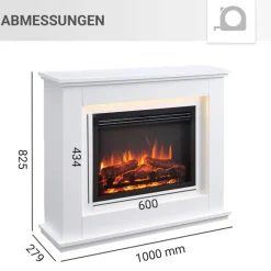 Balderia Elektrischer-Kamin Baldur EF61D-MT119A weiß MDF B/H/T: ca. 100x83x28 cm ca. 2000 W
