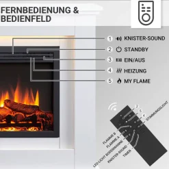 Balderia Elektrischer-Kamin Baldur EF61D-MT119A weiß MDF B/H/T: ca. 100x83x28 cm ca. 2000 W