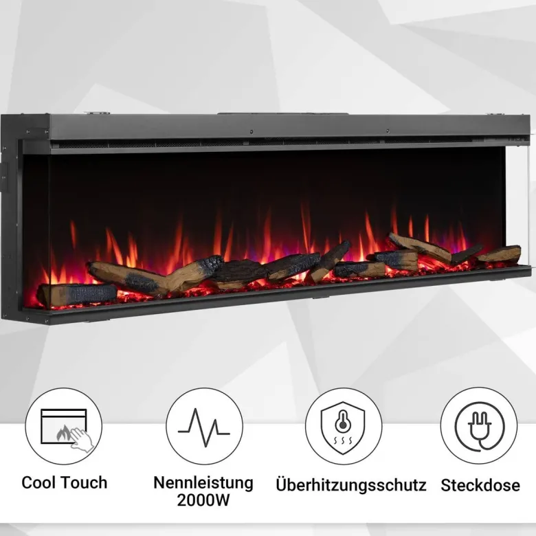 Balderia Elektrischer-Kamin B/H/T/L: ca. 182,8x49,5x21x182,8 cm