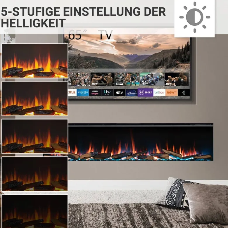 Balderia Elektrischer-Kamin B/H/T/L: ca. 182,8x49,5x21x182,8 cm