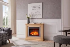 Balderia Elektrischer Kamin Kamin hellbraun MDF B/H/T: ca. 100x84x25 cm