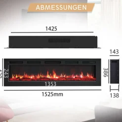 Balderia Elektrischer-Kamin Leif 60 B/H/T: ca. 142,5x38,6x13,8 cm ca. 2000 W