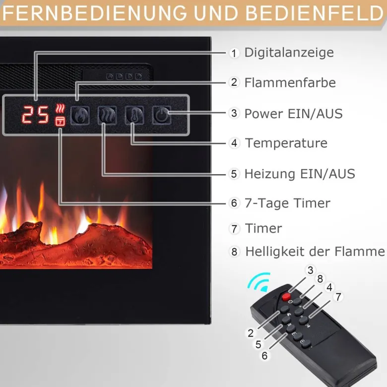 Balderia Elektrischer-Kamin Leif 60 B/H/T: ca. 142,5x38,6x13,8 cm ca. 2000 W