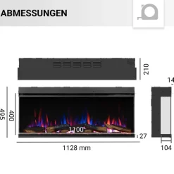 Balderia Elektrischer-Kamin EF408A Athena 44" schwarz B/H/T: ca. 113x50x21 cm ca. 1500 W