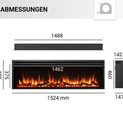 Balderia Elektrischer-Kamin Atlanta EF288B schwarz B/H/L: ca. 14,7x48x152,4 cm