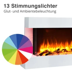Balderia Wandkamin Elektrischer-Kamin Aidan weiß MDF B/H/T: ca. 100x63,2x24 cm