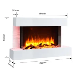 Balderia Wandkamin Elektrischer-Kamin Aidan weiß MDF B/H/T: ca. 100x63,2x24 cm