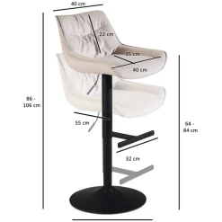 Barhocker beige Samt B/H/T: ca. 45x106x55 cm
