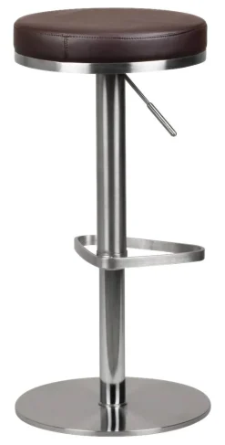 Barhocker dunkelbraun Edelstahl Kunstleder Edelstahl