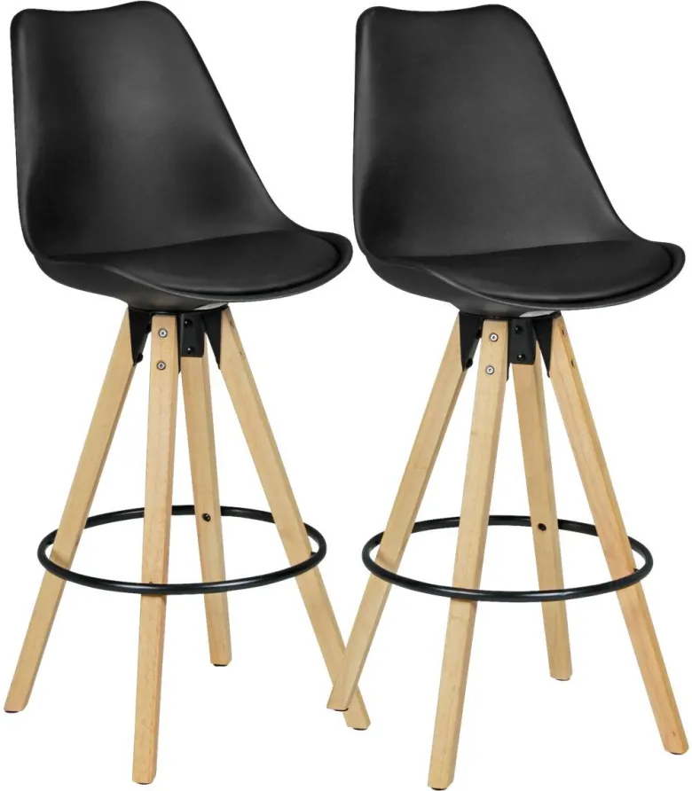 Barhocker 2er-Set schwarz Kunstleder B/H/T: ca. 44x113x39 cm
