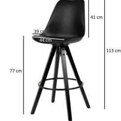 Barhocker 2er-Set schwarz Kunstleder B/H/T: ca. 44x113x39 cm