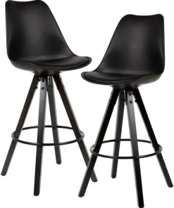 Barhocker 2er-Set schwarz Kunstleder B/H/T: ca. 44x113x39 cm