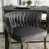 Barhocker FLORES grau Velourstoff B/H/T: ca. 60x104,5x56 cm