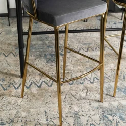 Barhocker FLORES grau Velourstoff B/H/T: ca. 60x104,5x56 cm