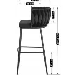 Barhocker FLORES schwarz Velourstoff B/H/T: ca. 60x104,5x56 cm