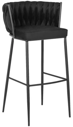 Barhocker FLORES schwarz Velourstoff B/H/T: ca. 60x104,5x56 cm