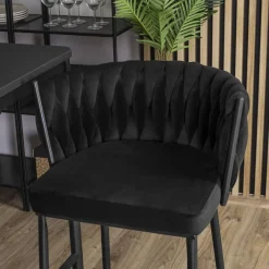 Barhocker FLORES schwarz Velourstoff B/H/T: ca. 60x104,5x56 cm