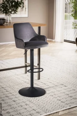 Barhocker grau Samt B/H/T: ca. 45x106x45 cm