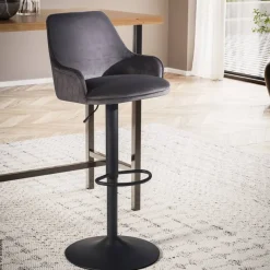 Barhocker grau Samt B/H/T: ca. 45x106x45 cm