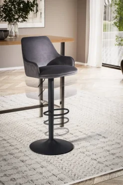 Barhocker grau Samt B/H/T: ca. 45x106x45 cm