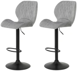 Barhocker Laila 2er Set grau Vintage Samtoptik B/H/T: ca. 42x117x51 cm