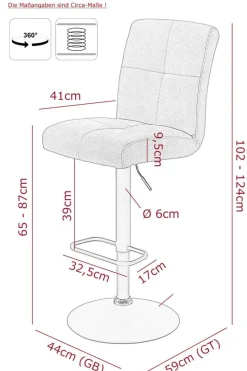 Barhocker Leni I, 2er-Set anthrazit B/H/T: ca. 44x124x57 cm