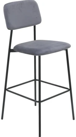 Barhocker MIKA grau Samt B/H/T: ca. 48,5x111x50 cm